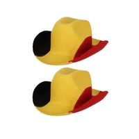 2x stuks cowboyhoed Belgie zwart geel rood - Verkleedhoofddeksels - thumbnail