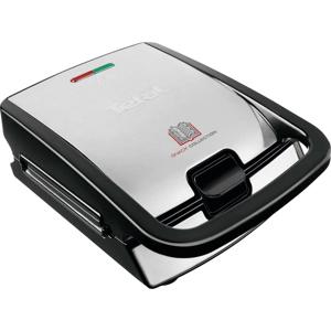 Tefal SW 854 D Snack Collection Wafelijzer Anti-aanbaklaag, Automatische temperatuuraanpassing Zwart, RVS (geborsteld)