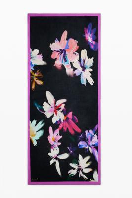Rechthoekige bloemen sjaal - BLACK - U