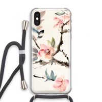 Japanse bloemen: iPhone X Transparant Hoesje met koord