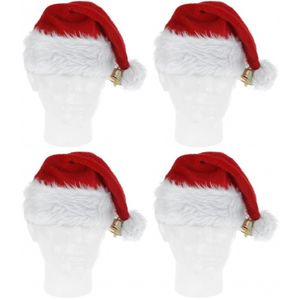 4x Pluche kerstmutsen met bel deluxe   -