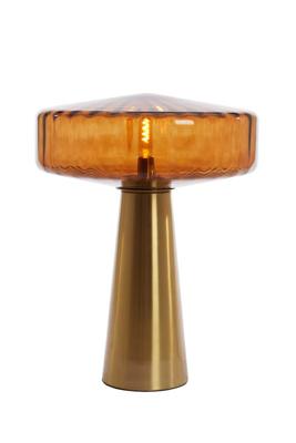 Light & Living TafellampPleat goud met bruin Ø 40cm - 1882264