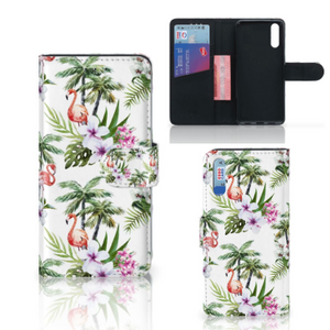 Huawei P20 Telefoonhoesje met Pasjes Flamingo Palms