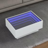 Salontafel met LED 70x50x30 cm bewerkt hout wit - thumbnail