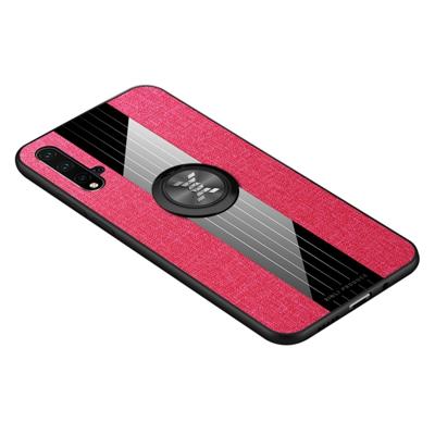 Voor Huawei Nova 5 XINLI stiksels doek Textue schokbestendig TPU beschermhoes met ring houder (rood)