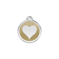 Heart Gold glitter hondenpenning small/klein dia. 2 cm - Reddingo