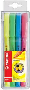 STABILO flash markeerstift, etui van 4 stuks in geassorteerde kleuren