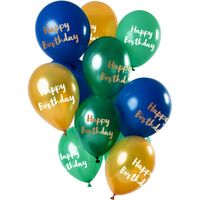 Ballonnen set Happy Birthday Groen Goud Premium - 12 Stuks