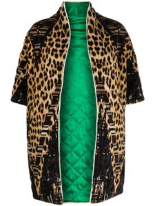 Pierre-Louis Mascia leopard-print x quilted reversible kimono - Marron