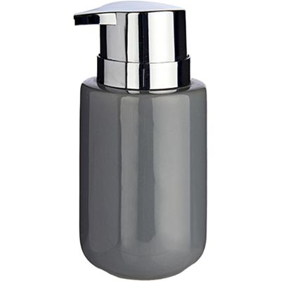 Berilo zeeppompje/dispenser - keramiek - grijs zilver - 350 ml - toilet/badkamer/keuken