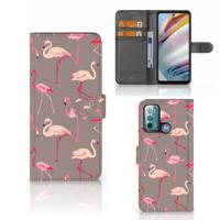 Motorola Moto G60 | Telefoonhoesje | Met pasjeshouder | Flamingo