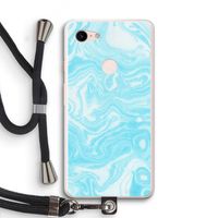 Waterverf blauw: Pixel 3 XL Transparant Hoesje met koord