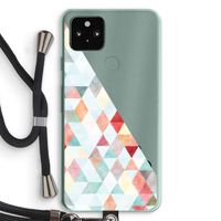Gekleurde driehoekjes pastel: Pixel 5a 5G Transparant Hoesje met koord