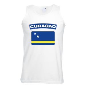 Singlet shirt/ tanktop Curacao vlag wit heren