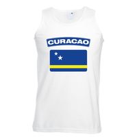 Singlet shirt/ tanktop Curacao vlag wit heren