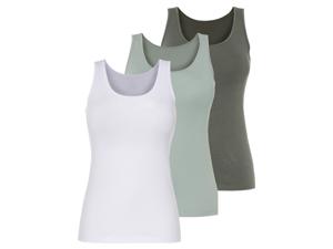 esmara 3 dames onderhemden (M (40/42), Wit/groen)