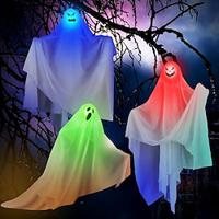 3 stuks halloween gloed witte spook led-verlichting hangende verlichte spook horror decor deur hangende spookhuis halloween party scene lay-out rekwisieten Lightinthebox