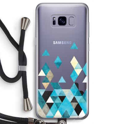 Gekleurde driehoekjes blauw: Samsung Galaxy S8 Transparant Hoesje met koord