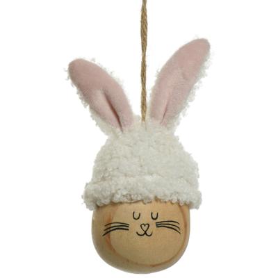 Decoris Paasei - 12 cm - wit - kunststof - paashaas - paasversiering - pasen