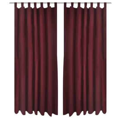 VidaXL Micro-satijnen gordijnen met ringen 140 x 175 cm 2 stuks (wijnrood)
