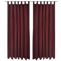 VidaXL Micro-satijnen gordijnen met ringen 140 x 175 cm 2 stuks (wijnrood)