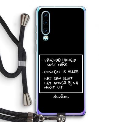 Mijn Motto's: Huawei P30 Transparant Hoesje met koord