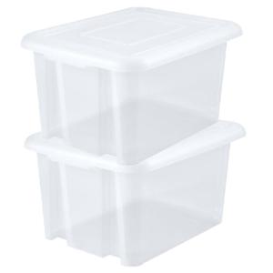 EDA Opbergbox 80L - 8x - wit - stapelbaar - L56 x B50 x H36 cm - kunststof - Bak/doos met deksel