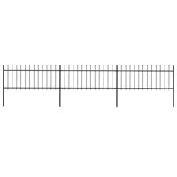 Tuinhek met speerpunt staal 537x80 cm zwart