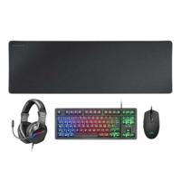 Toetsenbord en muis Mars Gaming MCPRGB3ES Zwart Multicolour Qwerty Spaans (4 Stuks)