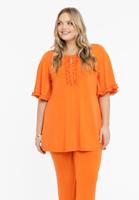 Yoek Tuniek flare met ruches | Oranje | Maat 42/44