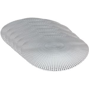 Set van 6x stuks ronde placemats zilver 40 cm van kunststof