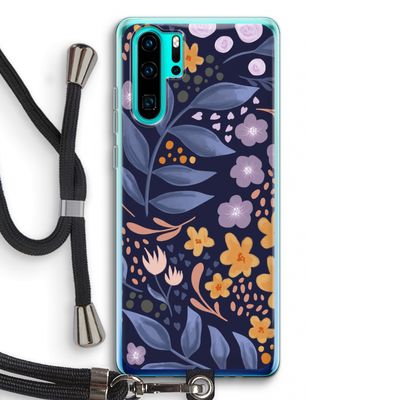 Flowers with blue leaves: Huawei P30 Pro Transparant Hoesje met koord