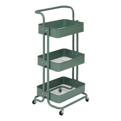 5Five Trolley - groen - 3 laags - 45 x 36 x 86 cm - mesh metaal - keuken/badkamer trolley