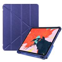Multi opvouwbare Shockproof TPU beschermhoes voor iPad Pro 11 inch (2018) met houder & stylushouder (donkerblauw)
