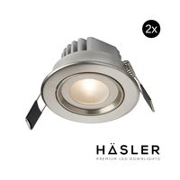 Hasler Inbouwspot Häsler Tarragona Incl. Fase Aansnijding Dimbaar 8 cm 4 Watt Warm Wit RVS Set 2x - Set 1 Spot - thumbnail
