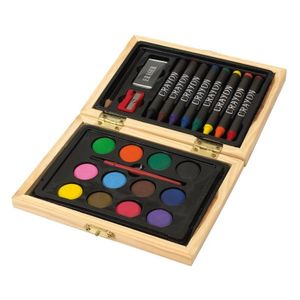 Kleuren en tekenen koffer met verf, krijt en meer