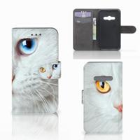 Samsung Galaxy Xcover 3 | Xcover 3 VE | Telefoonhoesje | Met pasjeshouder | Witte Kat