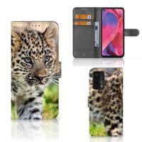 OPPO A54 5G | A74 5G | A93 5G | Telefoonhoesje | Met pasjeshouder | Baby Luipaard