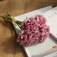 5 hoofden nep bloemen kunst bloemen Peony boeket voor bruiloft en huis decoratie (paars)