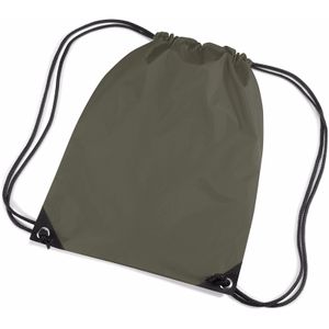 Olijf groene nylon touwtjes rugzak / rugtas