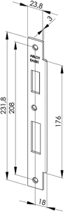 ABLOY EA331 Abloy sluitplaat voor stompe deuren | korte lip | rechthoekig | 231,8x29,7x3mm | voor Abloy sloten DR1/2/3/4. - 10029578