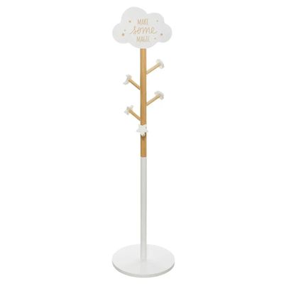 Kapstok - beige/wit - MDF hout - 5 haaks - 35 x 135 cm