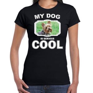 Yorkshire terrier honden t-shirt my dog is serious cool zwart voor dames