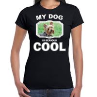 Yorkshire terrier honden t-shirt my dog is serious cool zwart voor dames - thumbnail