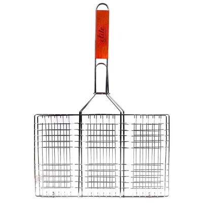 BBQ/barbecue rooster - klem grill - metaal/hout - 34 x 50 x 1 cm