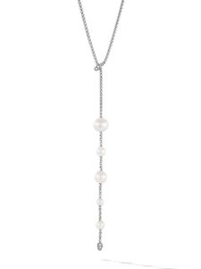 David Yurman collier Y en argent sterling serti de diamants et de perles