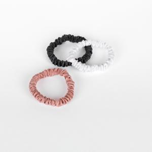 Zijden Scrunchies Klein White, Charcoal & Rosegold