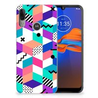 Motorola Moto E6 Plus TPU Hoesje Blokken Kleurrijk