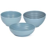 Plasticforte onbreekbaar servies kommetjes - blauw - kunststof - 13 x 7 cm - 15 x 8 cm - 19 x 5 cm
