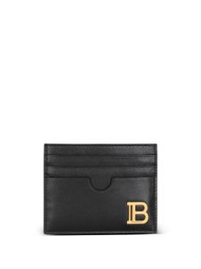 Balmain porte-cartes en cuir à plaque logo - Noir